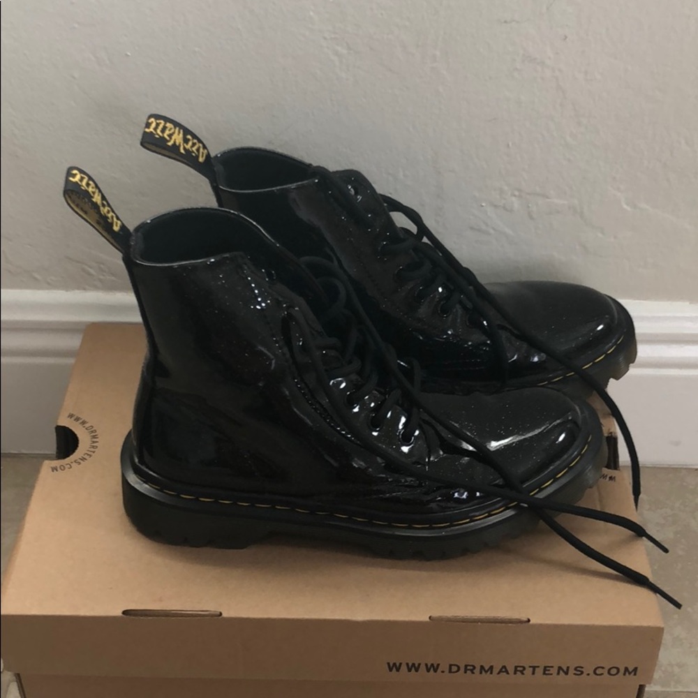High top black glitter Doc Martens